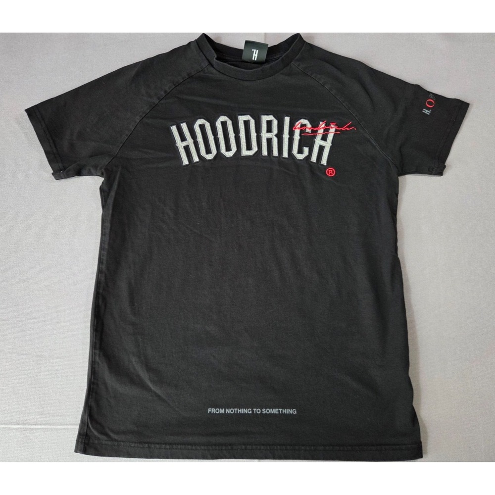 Hoodrich Shirt Mens Small Black Gray Red Embroidered Streetwear Y2K Money